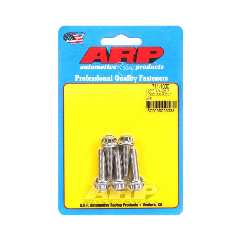 Set de șuruburi și piulițe universale ARP 1/4-28 – Oțel inoxidabil, 12 bucăți x 5 - ARP-711-1000 - 711-1000 - 3666618197203